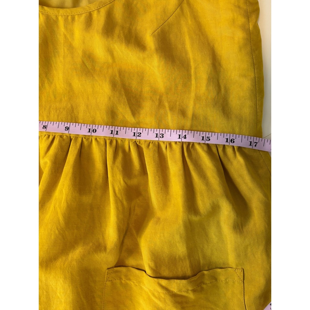 Emerson Fry Midi Sun Dress Mustard Yellow XS Linen Blend‎ Tie Strap Pockets Boho - Picture 8 of 9